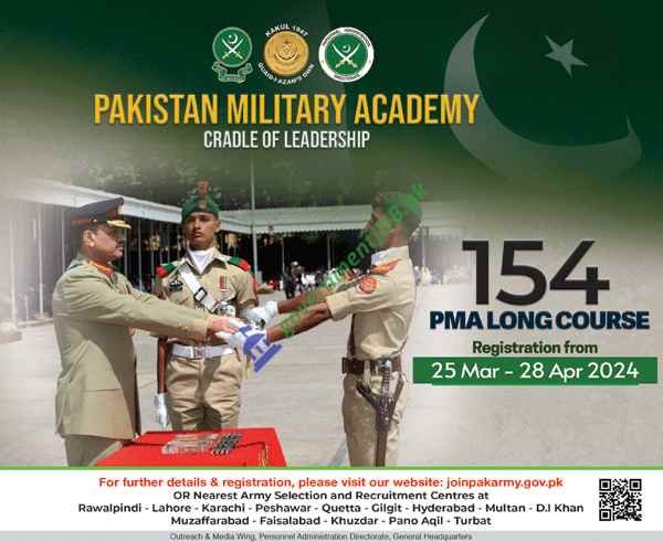 Join Pakistan Army through 154 PMA Long Course Jobs 2024