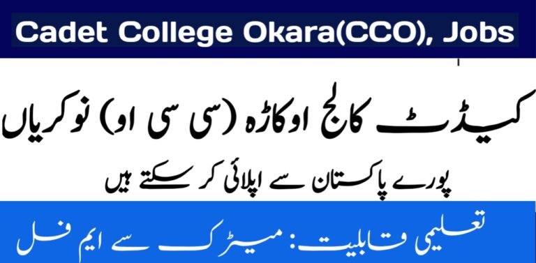 Cadet College Okara(CCO), Education posts Jobs 2024